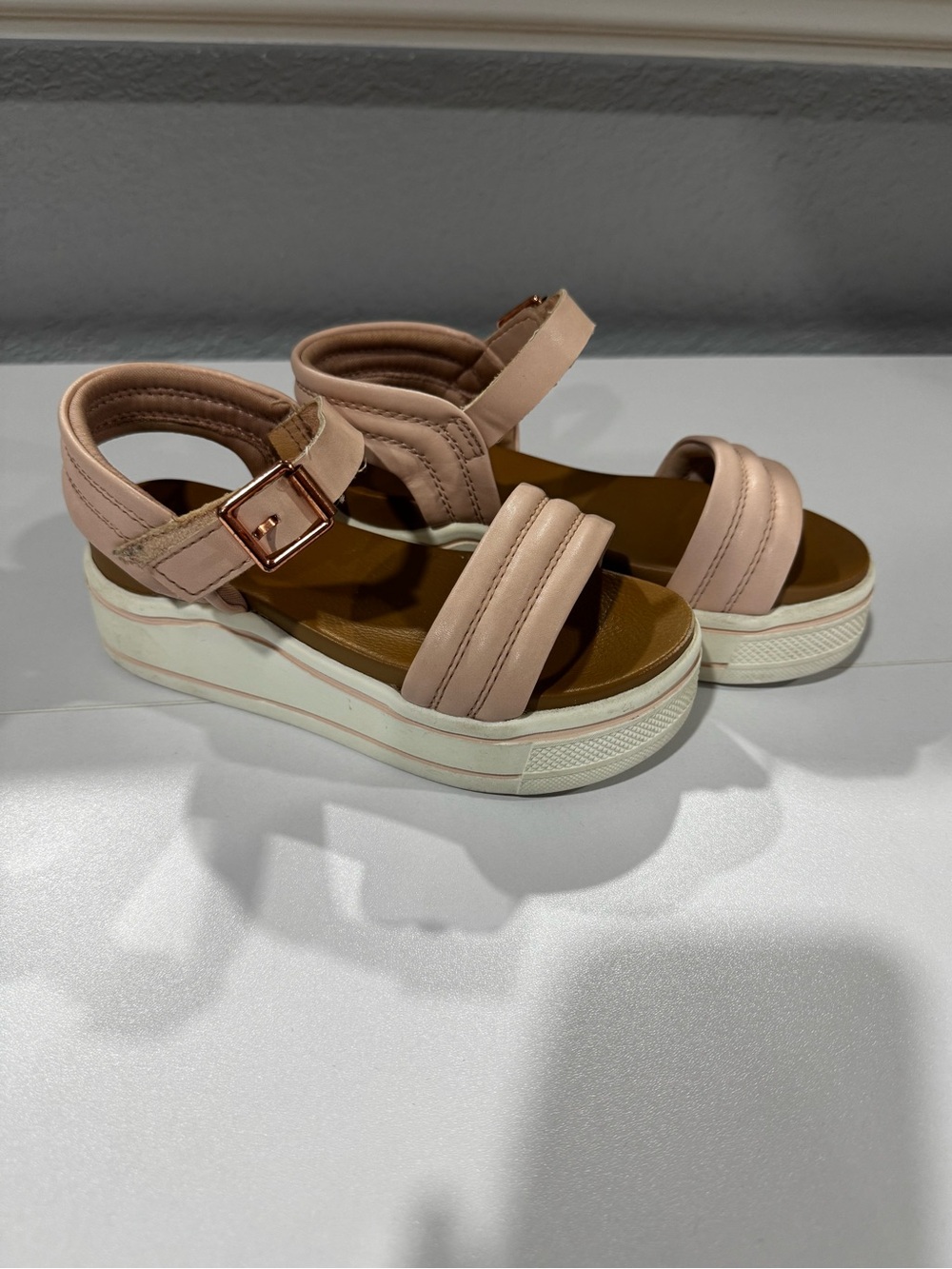 MIA Blush Pink Platform Sandals with Buckle